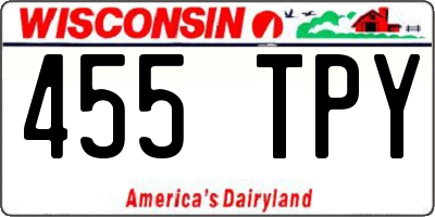 WI license plate 455TPY