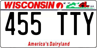 WI license plate 455TTY