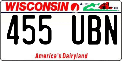 WI license plate 455UBN