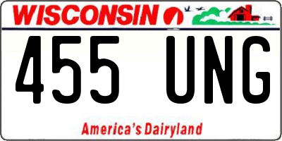 WI license plate 455UNG