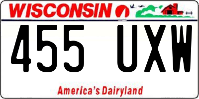 WI license plate 455UXW