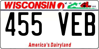WI license plate 455VEB