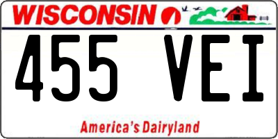 WI license plate 455VEI