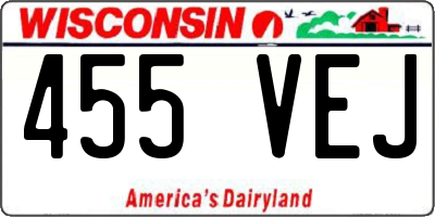 WI license plate 455VEJ