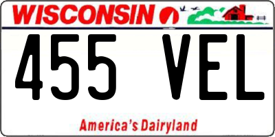 WI license plate 455VEL