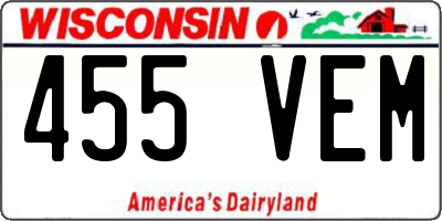 WI license plate 455VEM