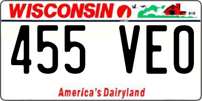 WI license plate 455VEO