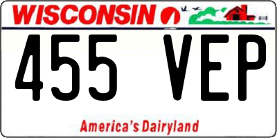 WI license plate 455VEP