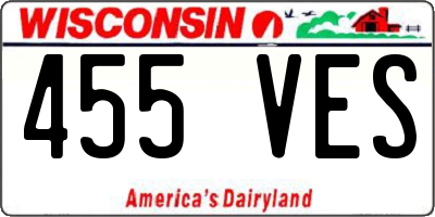 WI license plate 455VES