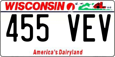 WI license plate 455VEV