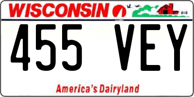 WI license plate 455VEY