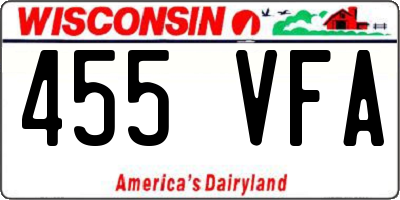 WI license plate 455VFA