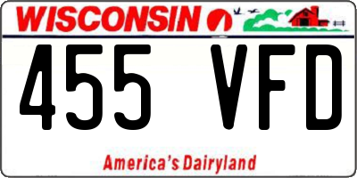 WI license plate 455VFD