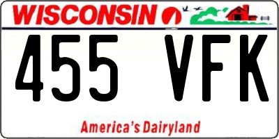 WI license plate 455VFK