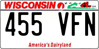 WI license plate 455VFN