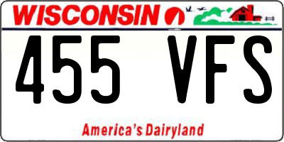 WI license plate 455VFS