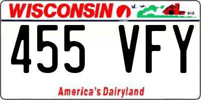 WI license plate 455VFY