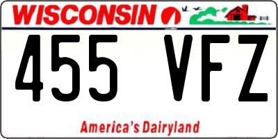WI license plate 455VFZ
