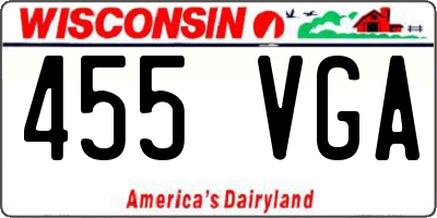 WI license plate 455VGA