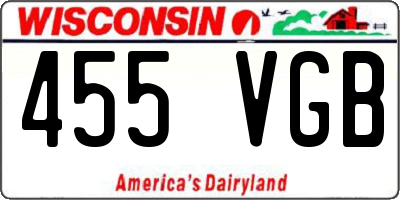 WI license plate 455VGB