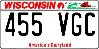 WI license plate 455VGC