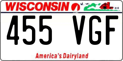 WI license plate 455VGF