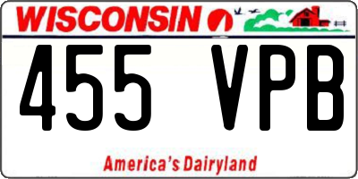 WI license plate 455VPB