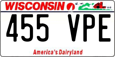 WI license plate 455VPE