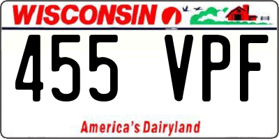 WI license plate 455VPF