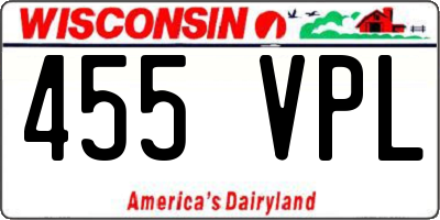 WI license plate 455VPL