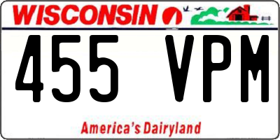 WI license plate 455VPM
