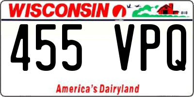 WI license plate 455VPQ