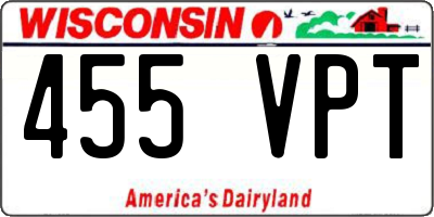 WI license plate 455VPT