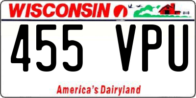 WI license plate 455VPU