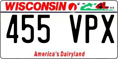 WI license plate 455VPX