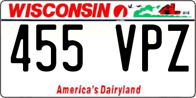 WI license plate 455VPZ