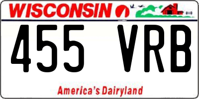 WI license plate 455VRB