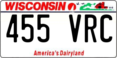 WI license plate 455VRC