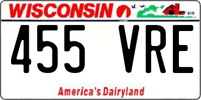 WI license plate 455VRE