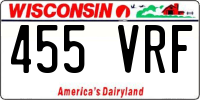WI license plate 455VRF