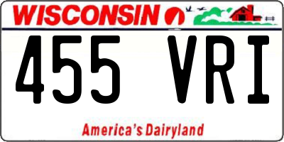 WI license plate 455VRI