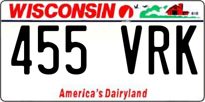 WI license plate 455VRK