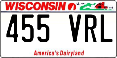 WI license plate 455VRL