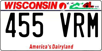 WI license plate 455VRM