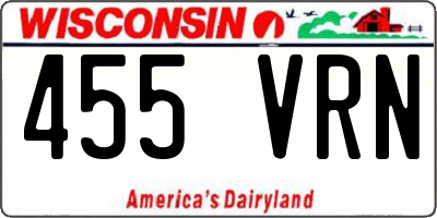 WI license plate 455VRN