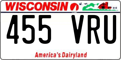 WI license plate 455VRU