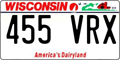 WI license plate 455VRX