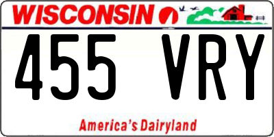 WI license plate 455VRY