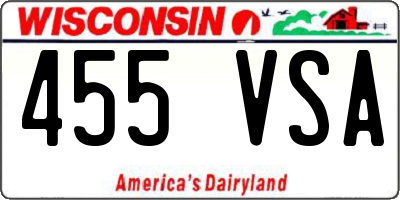 WI license plate 455VSA