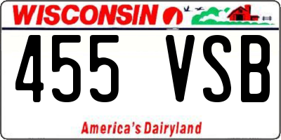 WI license plate 455VSB